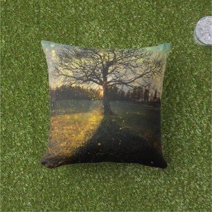 Cojín De Exterior Luciérnagas mágicas paisaje de ensueño