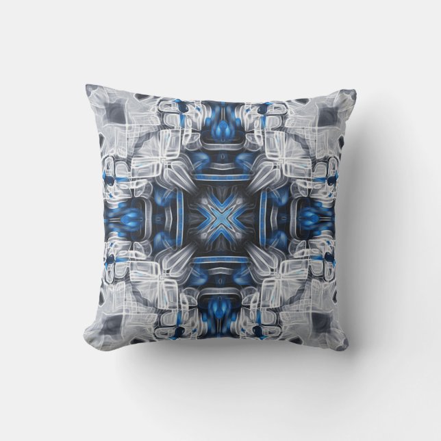 Cojín De Exterior Lujo elegante, azul marino, gris, blanco (Anverso)