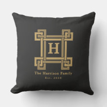 Lujo Negro Dorado Clave Griega Monogramada