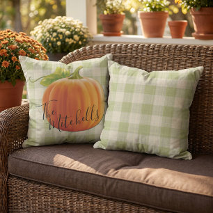 Cojín De Exterior Luz de calabaza personalizada de otoño en verde co