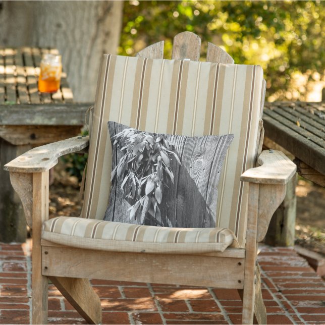 Cojín De Exterior madera de aflicción botánica blanca negra (Silla)