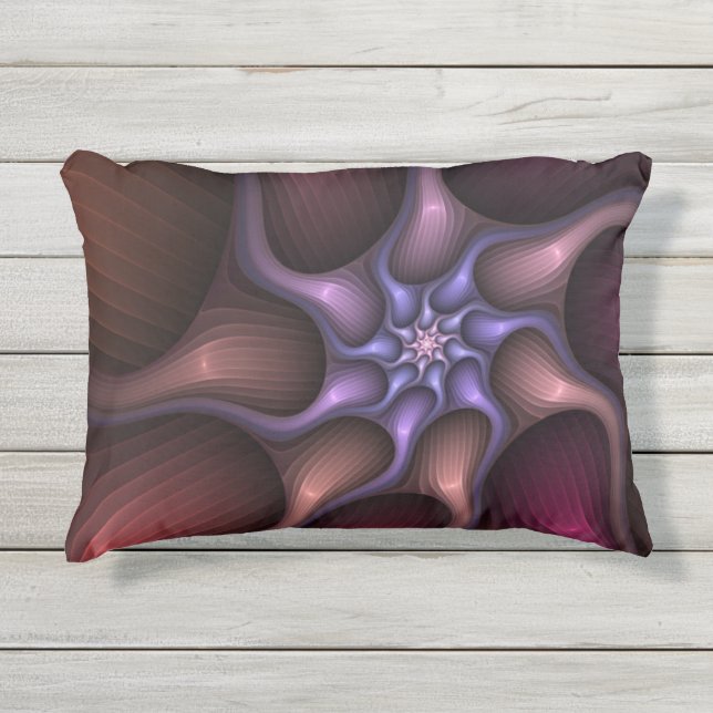 Cojín De Exterior Magnífico Resumen Brillante Fractal a rayas (Anverso)