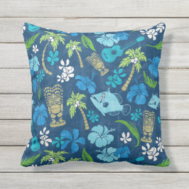 Cojín De Exterior Makapuu Beach Hawaiian Batik - Turquesa