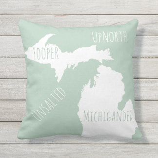 Cojín De Exterior Mapa de Michigan no saltado Yooper Michigander Arr