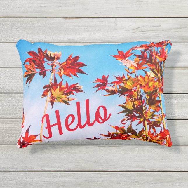 Cojín De Exterior Maple - Hola otoño - Personalizable (Anverso)