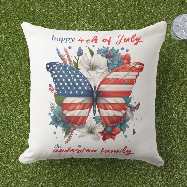 Cojín De Exterior Mariposa Patriótica Bandera Americana 4 de Julio (Subido por el creador)