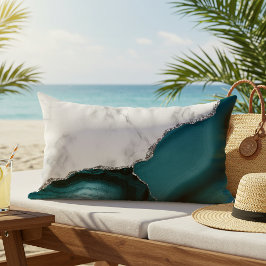 Cojín De Exterior Mármol blanco Agante Verde azulado Plata al aire l