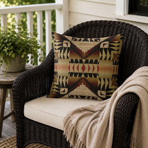 Cojín De Exterior Marrón beige rojizo oscuro negro arte tribal Taupe