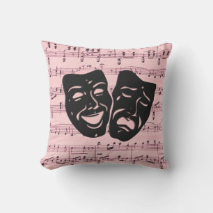Cojín De Exterior Máscaras de teatro y música rosa