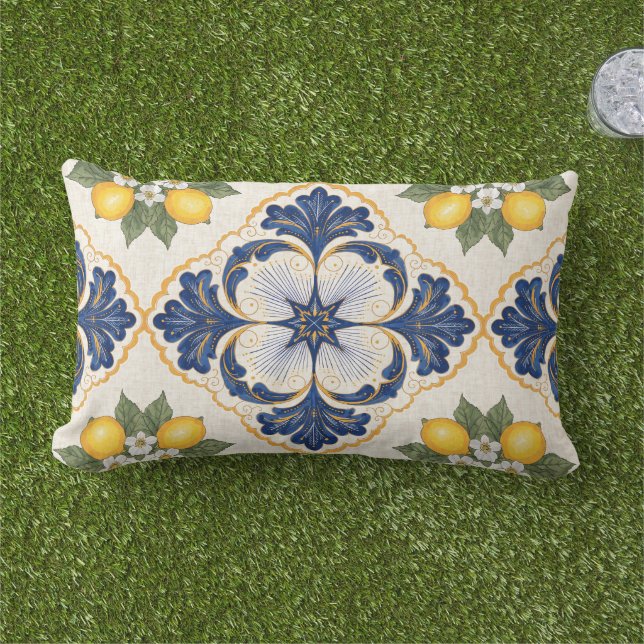 Cojín De Exterior Mediterranean Lemon Tile Italian Talavera (Césped)