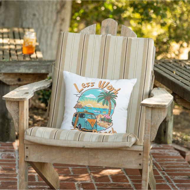 Cojín De Exterior Menos trabajo más playa (Silla)