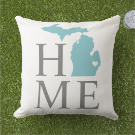Cojín De Exterior Michigan Hogar Aqua Gris Texto Estado