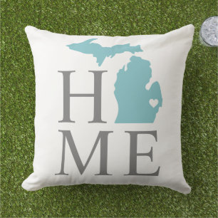 Cojín De Exterior Michigan Hogar Aqua Gris Texto Estado