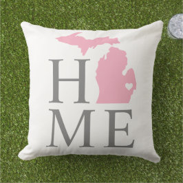 Cojín De Exterior Michigan Hogar Personalizado rosa y gris corazón d