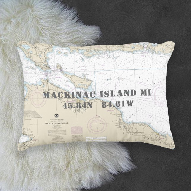 Cojín De Exterior Michigan superior ⚓ auténtica carta náutica (Upper Michigan ⚓ Authentic Nautical Chart Outdoor Pillow
)