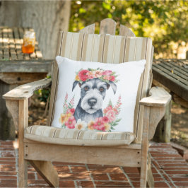 Cojín De Exterior Mini Schnauzer Rosa Rojo Amarillo Melocotón Blanco