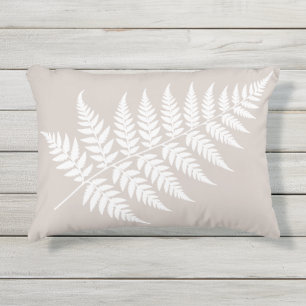 Cojín De Exterior Mocha Taupe Blanco Helecho Inspirado en el Bosque