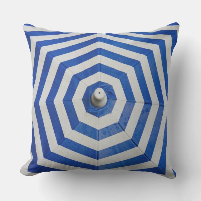 Cojín De Exterior Modelo de zigzag azul y blanco (Anverso)