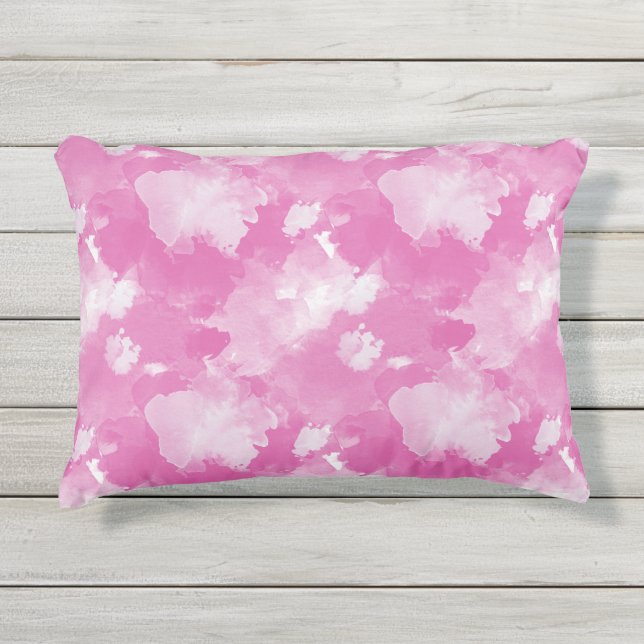 Cojín De Exterior modelo rosado de la acuarela (Anverso)