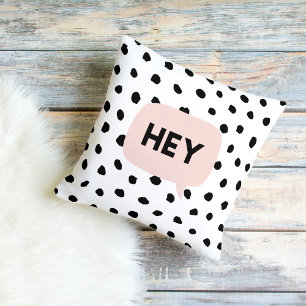 Cojín De Exterior Modern Black Dots & Bubble Chat Pink With Hey