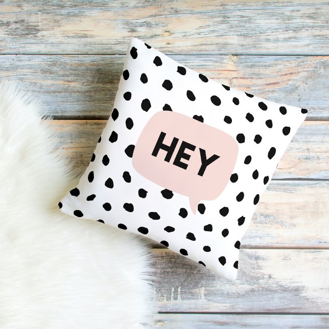 Cojín De Exterior Modern Black Dots & Bubble Chat Pink With Hey (Subido por el creador)