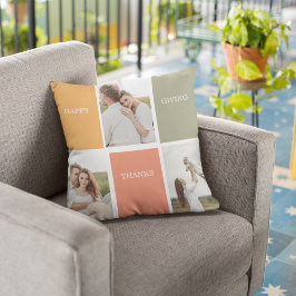 Cojín De Exterior Modern Family Collage Photo | Happy Thanksgiving