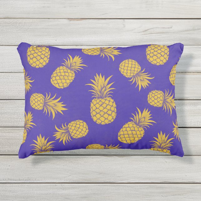 Cojín De Exterior Modern Tropical Pineapple Watercolor (Anverso)