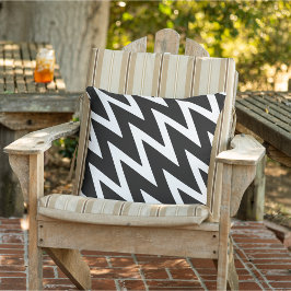Cojín De Exterior Modern Zig Zag Black & White Garden Decor 