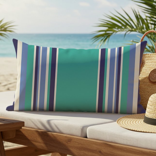 Cojín De Exterior Moderna Marina Turquesa Banda Azul Al Aire Libre (Subido por el creador)
