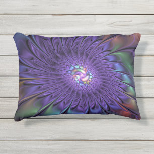 Cojín De Exterior Moderna y colorida moda Resumen Flor Fractal