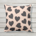 Cojín De Exterior Moderno Cute Rosa Oro Corazón Negro Patrón Rubor<br><div class="desc">Este moderno y bonito diseño romántico es una gran elección para su estilo diario o para su entorno El día de San Valentín. Es un diseño hermoso y elegante compuesto por falsos dibujos de oro rosa delineado de corazones negros encima de un simple fondo negro. ***NOTA DE DISEÑO IMPORTANTE: Para...</div>