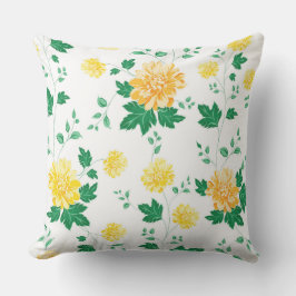Cojín De Exterior Moderno Floral Acuarela Amarillo Verde