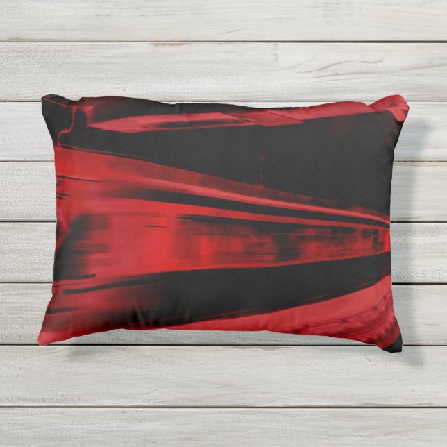 Cojín De Exterior Moderno, fresco concepto de movimiento en rojo y n (Reverso)