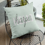 Cojín De Exterior Moderno Pastel Mint Hello Y You Name<br><div class="desc">Moderno Pastel Mint Hello Y You Name</div>