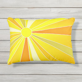 Cojín De Exterior Moderno reversible de la sol amarilla