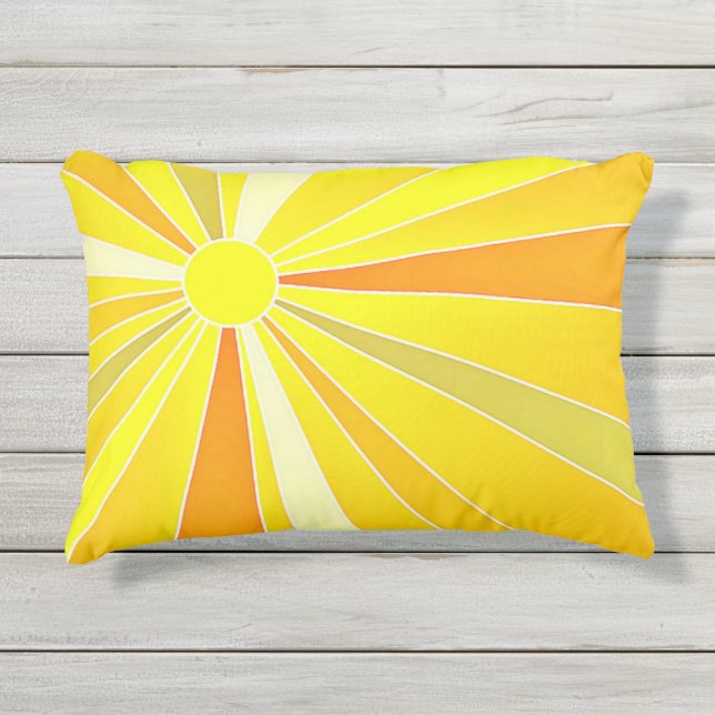 Cojín De Exterior Moderno reversible de la sol amarilla (Anverso)