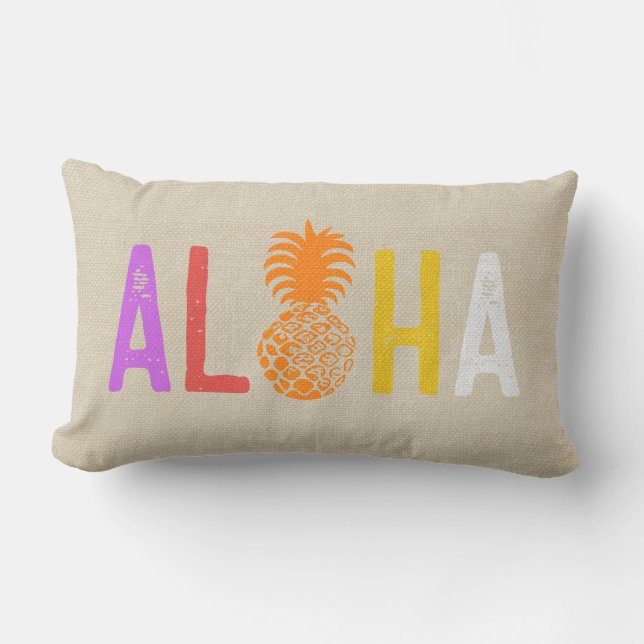 Cojín De Exterior Momona Pineapple Aloha Hawaiian Cálido tropical (Anverso)