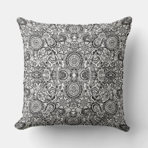 Cojín De Exterior Mono floral paisley blanco negro lindo
