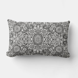 Cojín De Exterior Mono floral paisley blanco negro lindo
