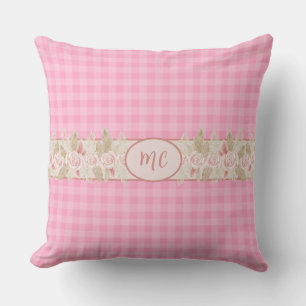 Cojín De Exterior Monogram Gingham Girly Plaid