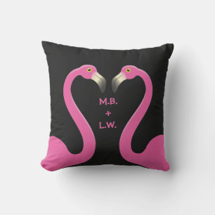 Cojín De Exterior Monograma Besado Flamingos Negro Pillow al aire li