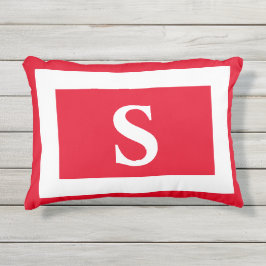 Cojín De Exterior Monograma blanco rojo Lumbar inicial