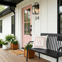 Monograma Clásico Cuadrado Rosa y Blanco de Pétalo