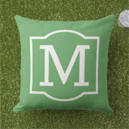 Cojín De Exterior Monograma Clásico Verde Blanco entre Soportes