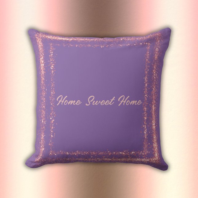 Cojín De Exterior Monograma de borde Purpurina rosado sobre morado | (Subido por el creador)