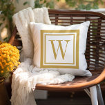Cojín De Exterior Monograma de mostaza y cuadrado clásico blanco<br><div class="desc">Diseñe su propio personalizado lanzar almohada en cualquier combinación de colores para coordinarse perfectamente con su decoración de casa en cualquier espacio! Utilice las herramientas de diseño para cambiar el color de fondo y el color de borde cuadrado, o agregue su propio texto para incluir un nombre, iniciales de monograma...</div>