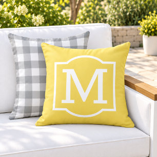 Cojín De Exterior Monograma de soporte blanco amarillo brillante