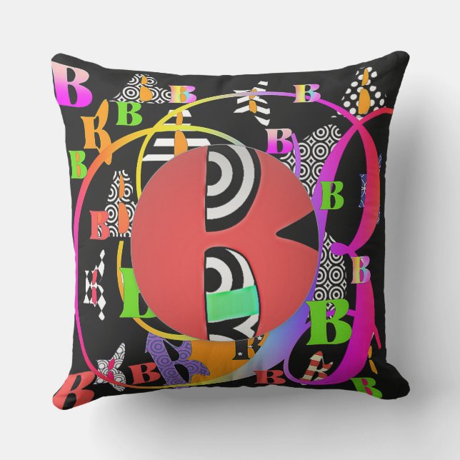 Cojín De Exterior Monograma inicial B múltiple (Reverso )