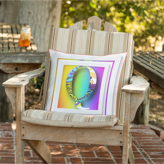 Cojín De Exterior Monograma inicial Q Arcoiris (Silla)