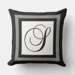 Cojín De Exterior Monograma Inicial S Blanco Negro